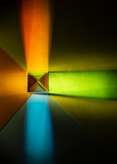 Flat lay abstract lights prism effect