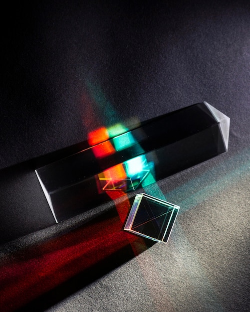 Flat lay abstract lights prism effect