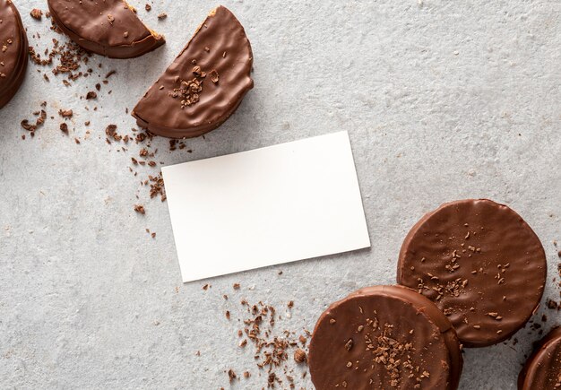 Flat lay of alfajores cookies with copy space