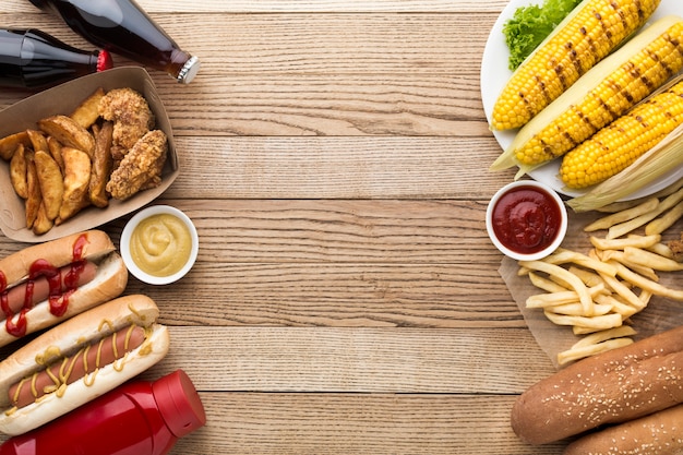 복사 공간 미국 음식의 평평하다