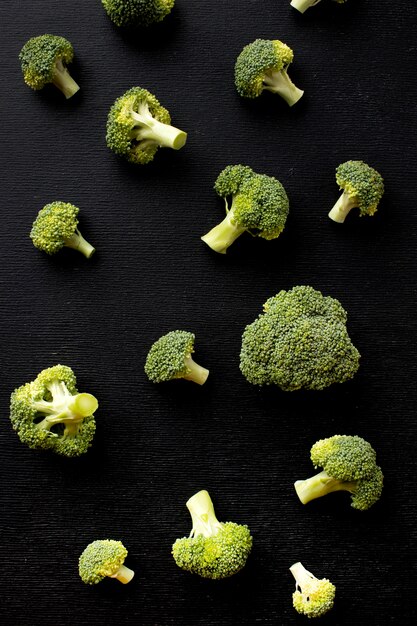 Flat lay arrangement of delicious fresh broccoli