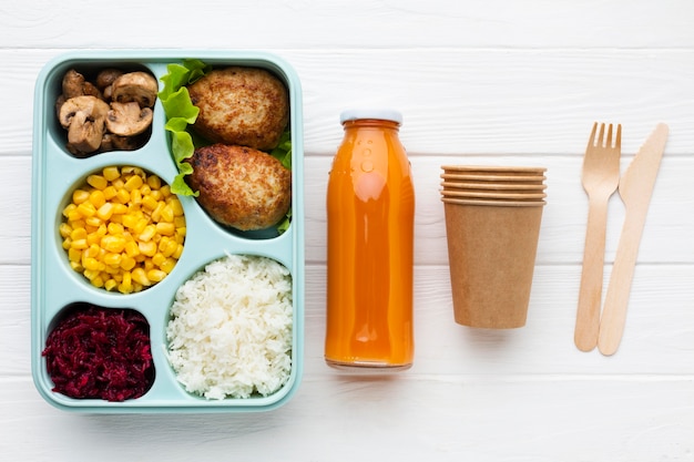 Flat lay arrangement of different foods