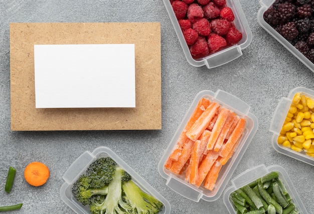 Free photo flat lay arrangement of frozen food