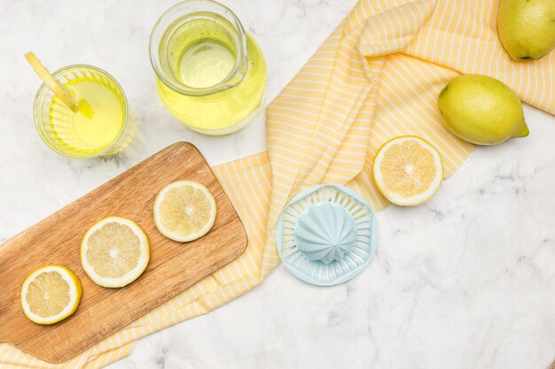 Flat lay arrangement of lemons