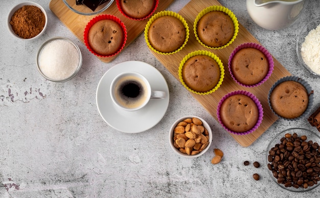 Free photo flat lay arrangement of tasty food and ingredients