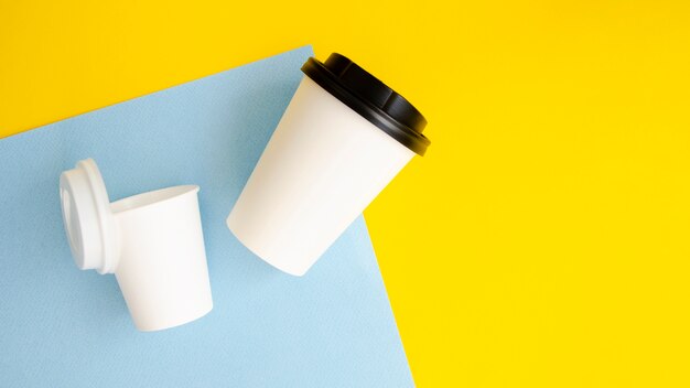 Flat lay arrangement with coffee cups