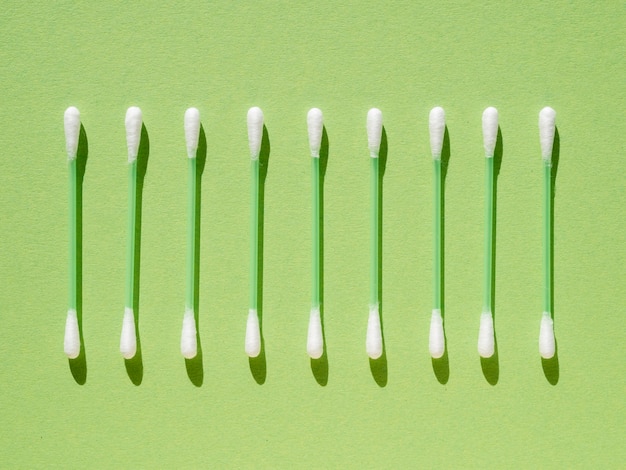 Flat lay arrangement with cotton buds