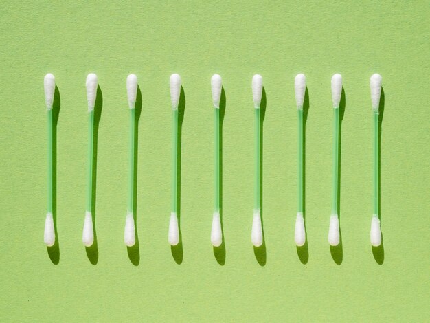 Flat lay arrangement with cotton buds