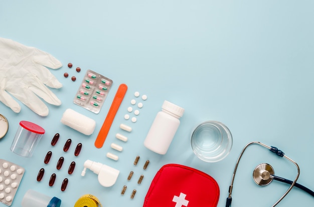 Flat lay arrangement with medication