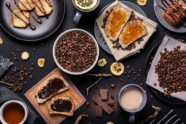 Flat lay arrangement with sweets