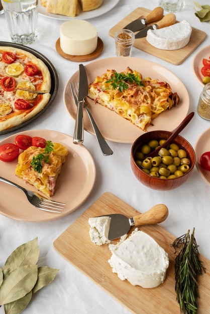 Flat lay arrangement with tasty food