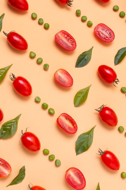 Flat lay assortment of delicious ripe produces