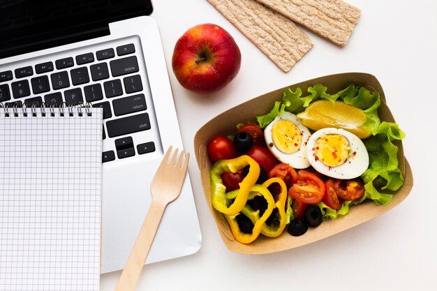 Flat lay assortment of different foods