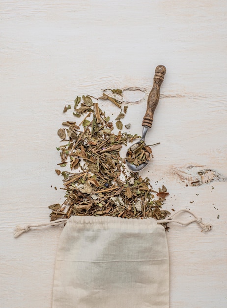 Flat lay assortment of dried plants