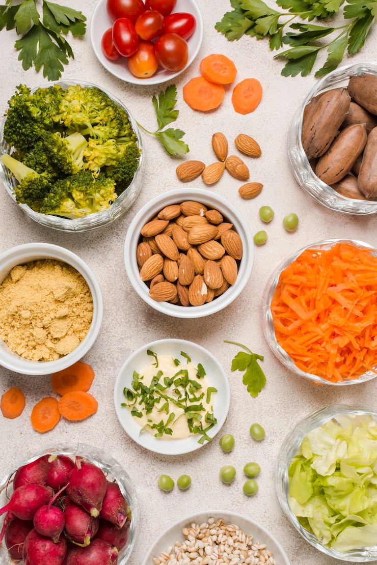 Free Photo flat lay of assortment of healthy food