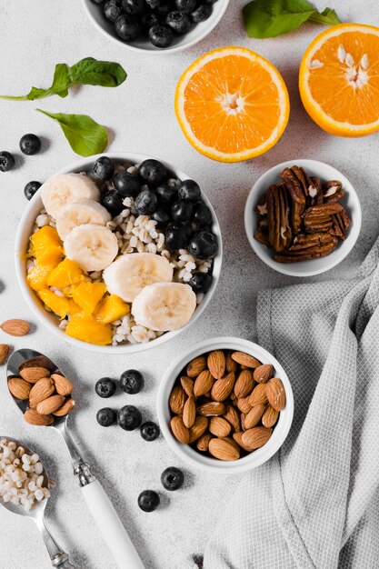 Flat lay of assortment of organic fruits