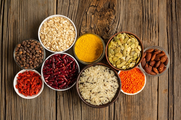 Free photo flat lay of assortment of spices