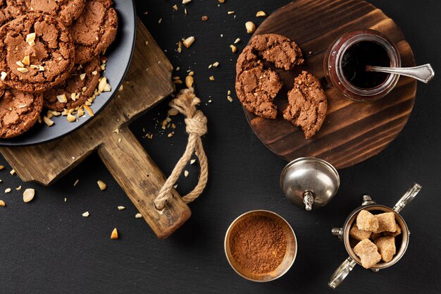 Flat lay assortment of sweet bakery elements