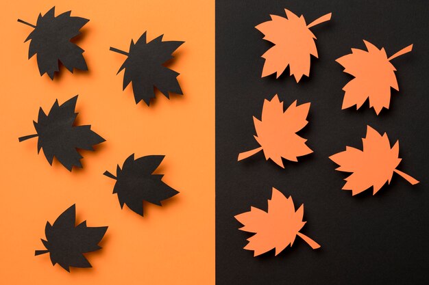 Free Photo flat lay autumn leaves arrangement