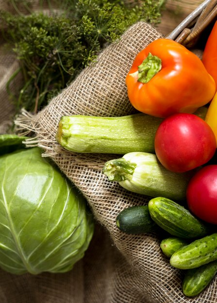 Flat lay autumn vegetables arrangement