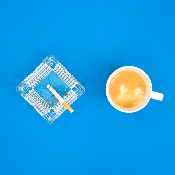 Free Photo flat lay of bad habit morning concept