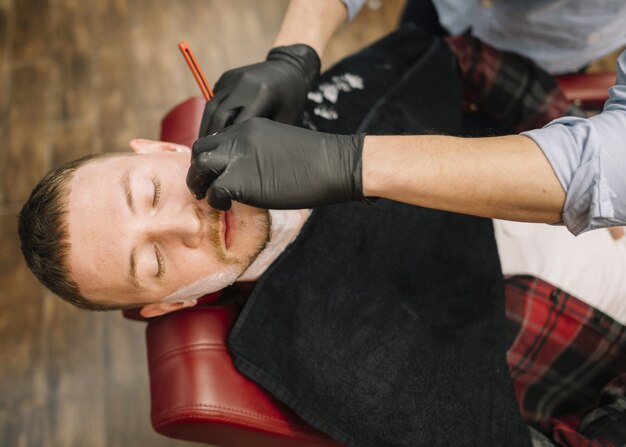 Flat lay of barber shopconcept