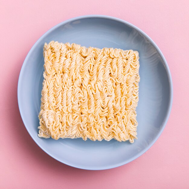 Flat lay basic ramen on plate