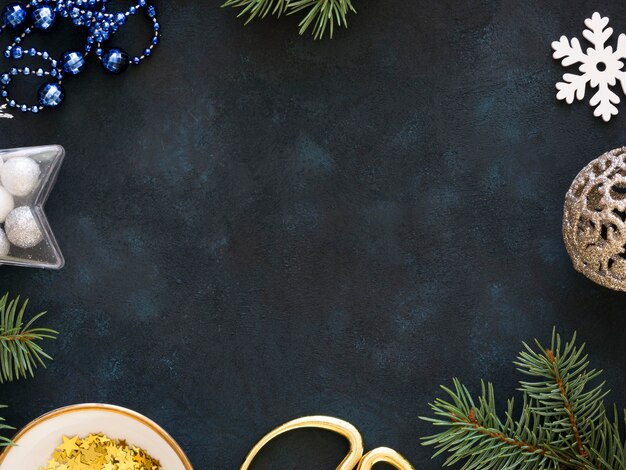 Flat lay of beautiful christmas concept