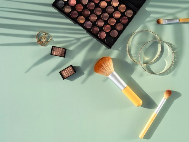 Flat lay beauty cosmetics products