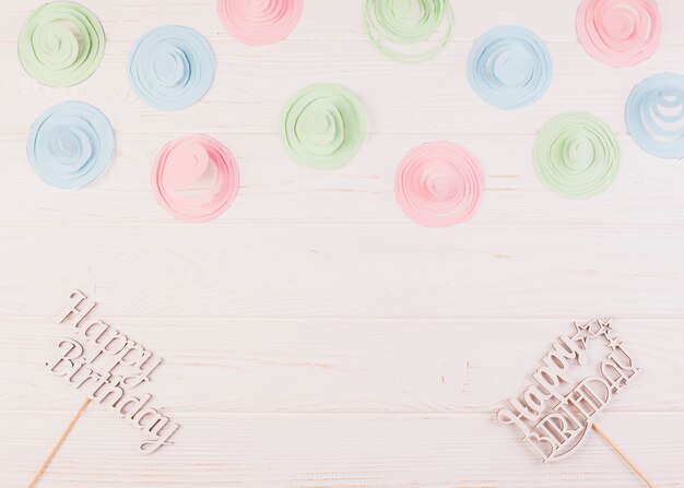 Free Photo flat lay birthday composition with copyspace