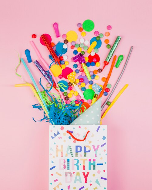 Flat lay birthday composition