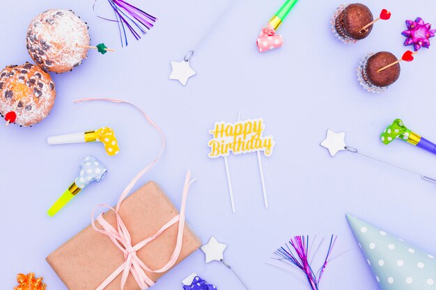 Flat lay birthday composition