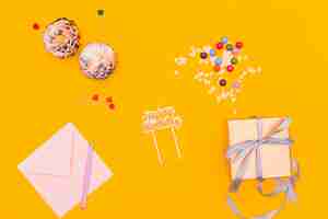 Free photo flat lay birthday composition