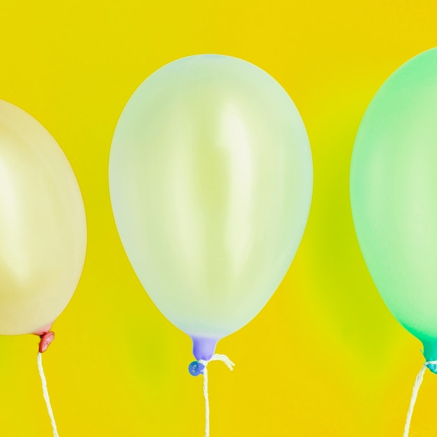 Flat lay birthday party balloons close-up