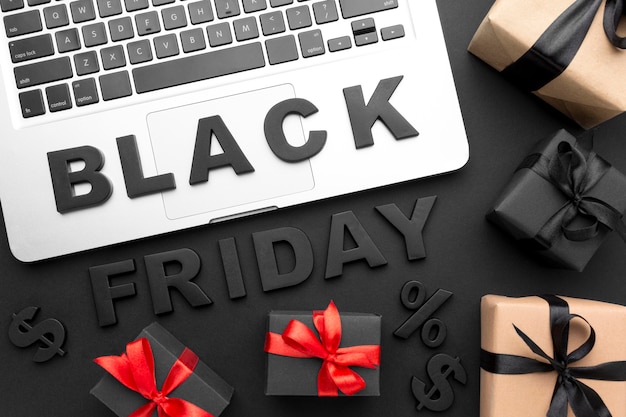 Free Photo flat lay black friday assortment on black background
