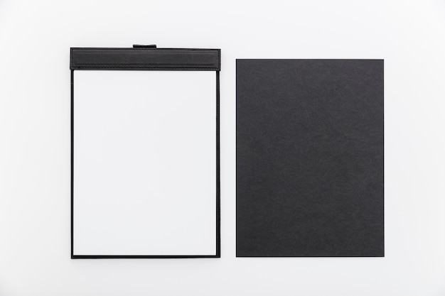 Flat lay of blank minimal menu paper