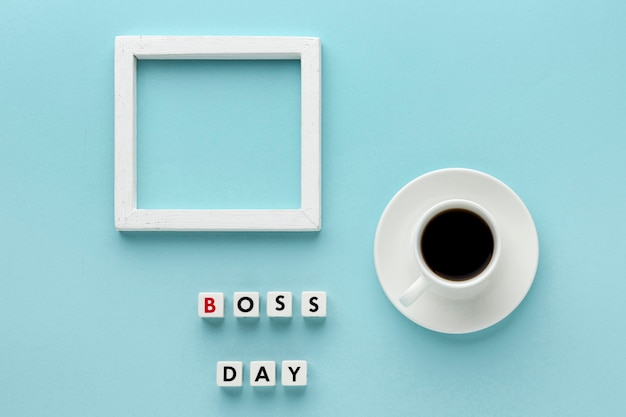 Free photo flat lay of boss day concept with copy space