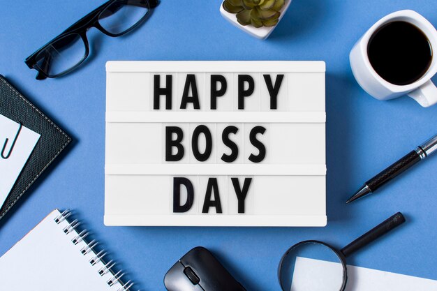 flat lay boss's day composition