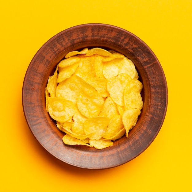 Flat lay bowl with chips