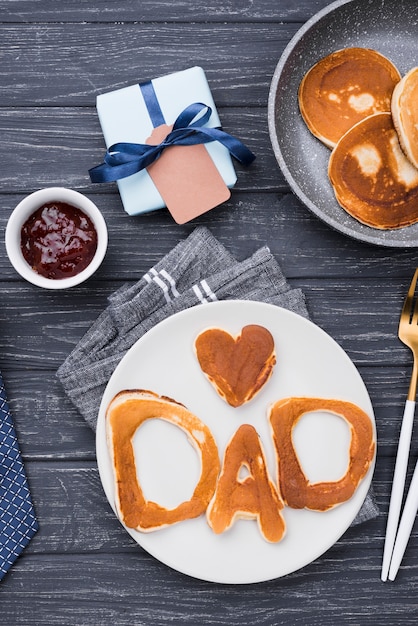 Flat lay bread letters for father's day