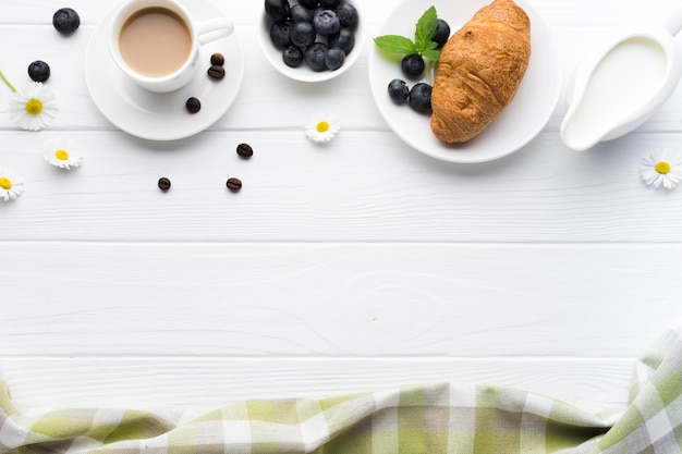 Free photo flat lay breakfast composition with copyspace