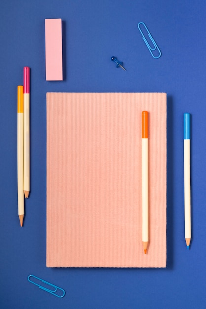 Flat lay bullet journal still life