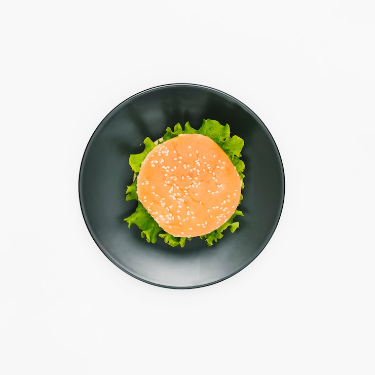 Free Photo flat-lay burger on plate