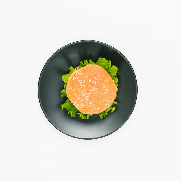 Flat-lay burger on plate