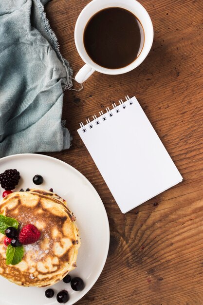 Flat lay cake and coffee surprise for father