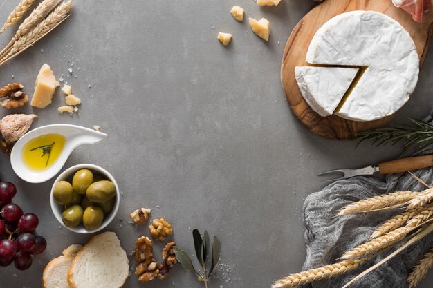 Flat lay cheese buffet