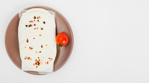 flat lay cheese composition with copyspace