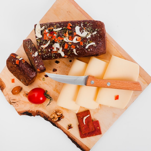 Free photo flat lay cheese composition