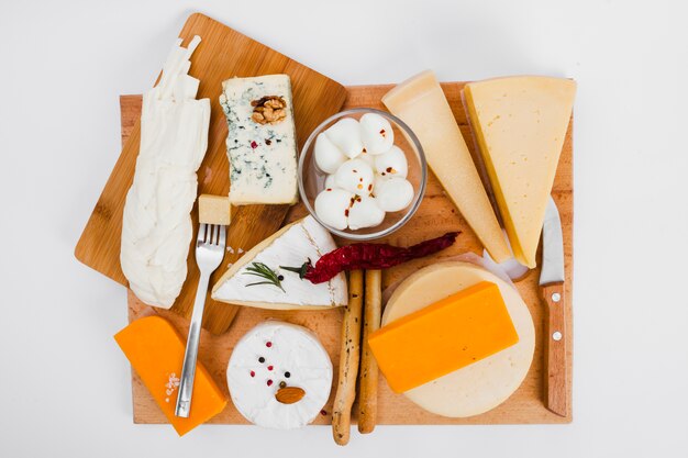 Flat lay cheese composition