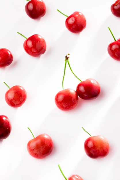 Flat lay of cherries
